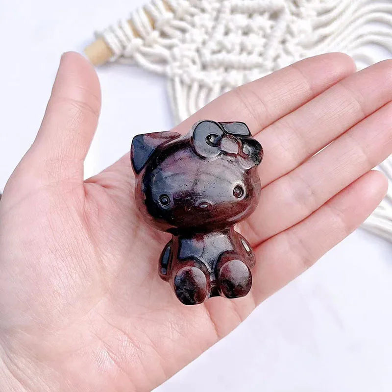 Diy Cat Wholesale Natural Cute healing Spirit Crystal Crafts Animal Carving KT Cat Home Decoration