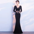 1212# Velvet Banquet Evening Gown Slim-fit Party Host Dress Female