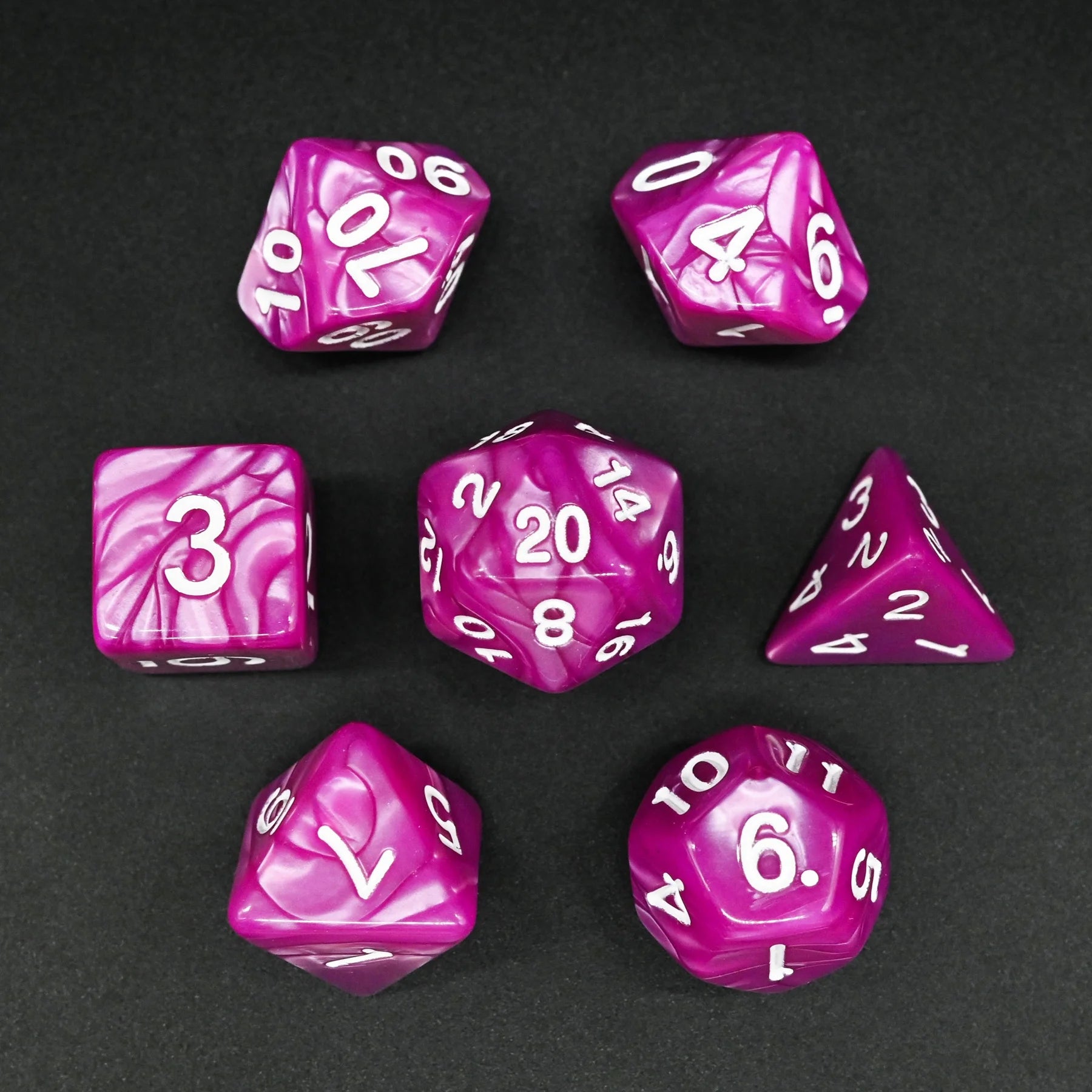 Factory Wholesale Single Color Polyhedral Dice Marble Pattern Acrylic Dice Set for DND Role Playing Board Game