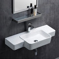 Luxury Wall Mount Bathroom Sink - Premium Ceramic Hand Basin Scratch Resistant Wall-Hung for Modern Toilet