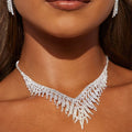 DAIHE Set-3354 Luxury Fringe Necklace Set Fashion Wedding Jewelry Two-piece Bridal Accessories