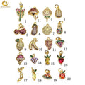 Brass 18K Gold Plated CZ Micro Pave Dainty Fruit Cherry Lemon Charm for Jewelry Making