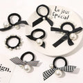 Popular Girls Pearls Elastic Hair Band Fashion Hair Tie with Bow Wholesale