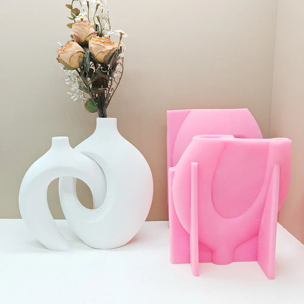 DM918 Nordic Style Resin Flower Pot Mold DIY Concrete Jars Silicone Mold for Cement Vase Big Number Shape Bag Packed