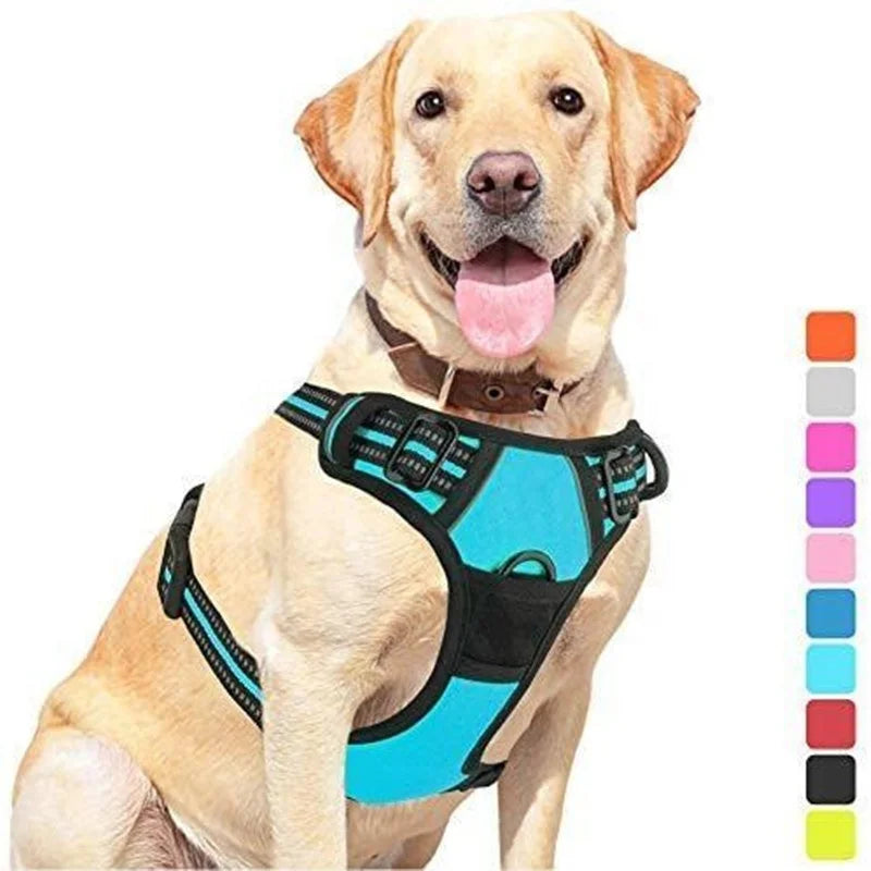 Adjustable Soft air Mesh Padded No-Choke Dog Harness Vest Reflective No-Pull Pet Vest Dog Harness with Easy Control Handle