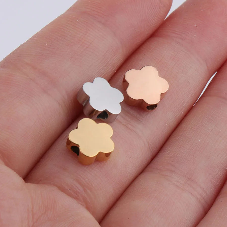 New Stainless Steel Small Hole Bead Ornament DIY Flower Shape Pendant Charm