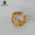 ICEBELA Korean Hot Sale Wholesale Jewelry 925 Sterling Silver Custom Adjustable Ring Irregular Geometric Texture Rings for Girls
