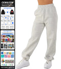 Custom Solid Color Cotton Fleece Women's Joggers High Waist No Drawstring Pants Custom Embroidery Logo Jogger Pants for Women
