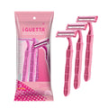 IGUETTA 3pcs/bag Women Bikini Razor Twin Blades Pink Women Razor With Aloe Lubricant Strip Safety Female Hair Remover GF2-1783