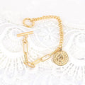2024 Stainless Steel Ankle Bracelets for Women Vintage Bracelets 18K Gold Plated Queen Pendant Charm Fashion Jewelry OT