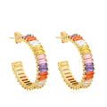 Gold Color Crystal Hoop Earrings for Women Trendy round Diamond Embellished Brass Pendientes Fashion Jewelry