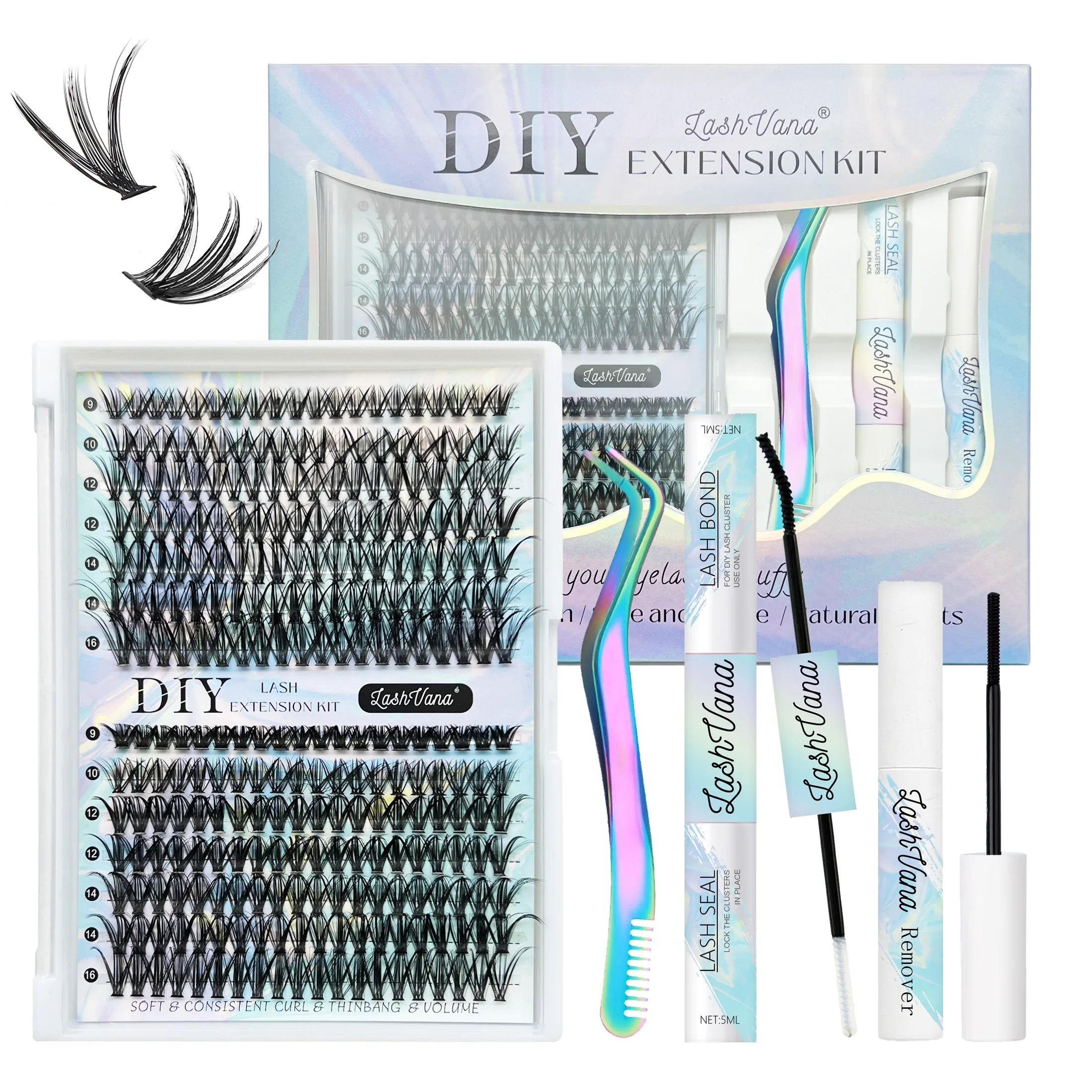 Self Adhesive Lash Clusters No Glue Needed Eyelash Clusters Press on Lashes with Lash Tweezers