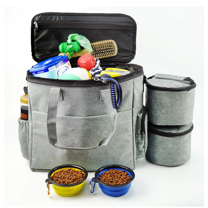 Pet Weekend Dog Outdoor Travel Carrier Bag Tote Organizer Food Storage Foldable Travel Training Dog Bag Set