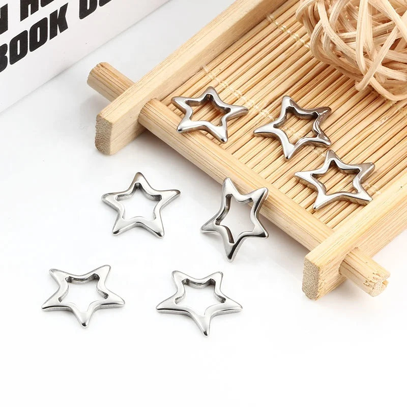 Handmade Hollow Star Pendant Bracelet and Necklace Fashion Silver Color Jewelry for Pendants Made From Stainless Steel