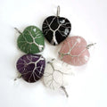 Silver Color Plated Life of Tree Heart Pendant Hand Craft Wire Wrap Heart Pendant With Free Chain