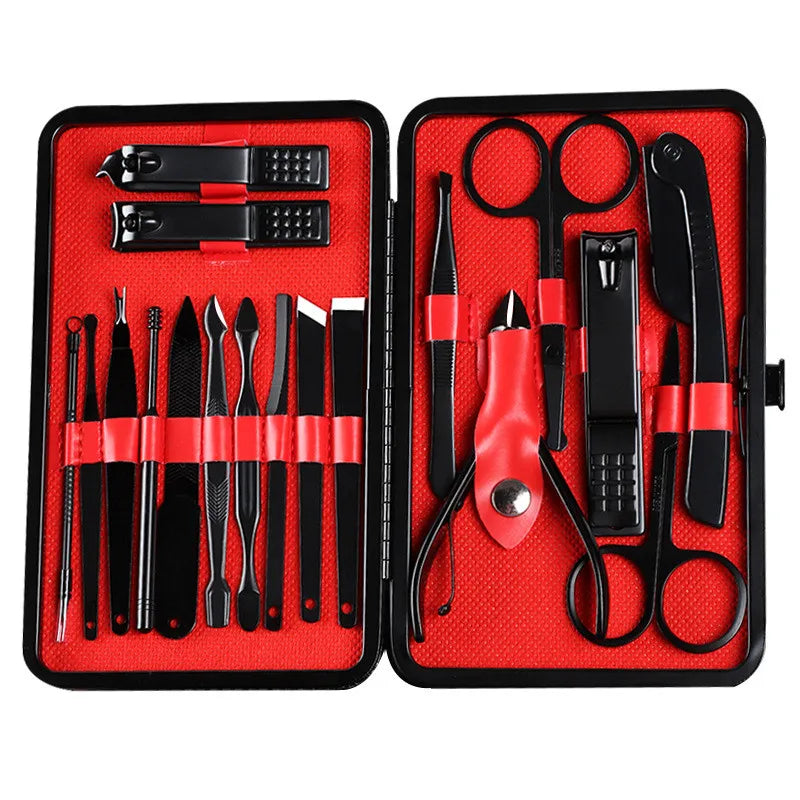 Honey Phoebe Stainless Steel Manicure Pedicure Set Tools Nail Clipper Scissors Eyebrow Trimming Grooming Kit Custom logo