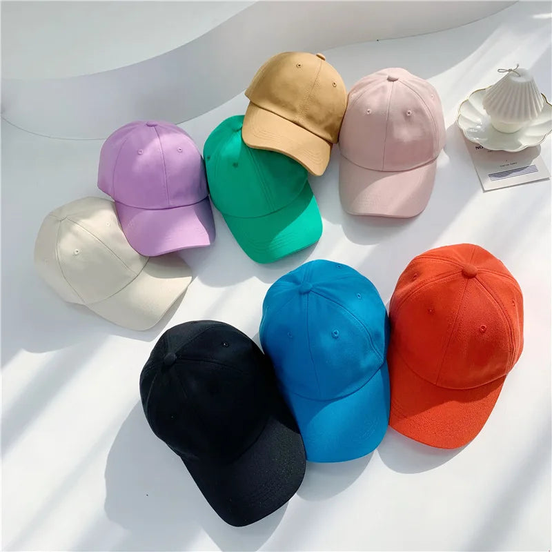 Custom Embroidery Acceptable 12 Colour Solid Sports Hat  Plain Cotton 6 Panels Baseball Cap for Kids Children Fashion Sun Shade
