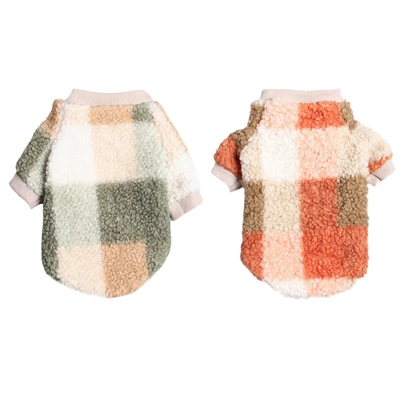 Maychan Winter Comfortable Luxury Plaid Cute Pet Clothes Soft and WarmFleece Puppy Cat Dog Clothes