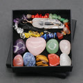 11pcs Polished Healing Crystal Set Includes 9pcs Tumbled Stones 1pcs Clear Quartz Pendant Necklace 1pcs Chakra Chip Bracelet