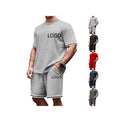 2026 Men's Casual Sportswear 2-Piece Short Sleeve T-Shirt Shorts Set Solid Pattern Breathable Blank Printed Tracksuit