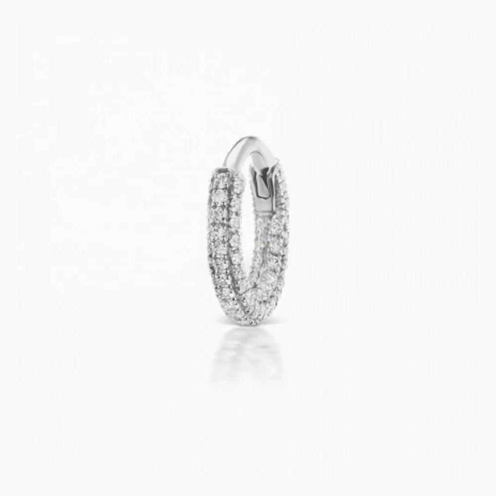 Wholesale Gold Plated 925 Sterling Silver Delicate 6.5 mm Skinny Full Pave CZ Diamond Huggie Earring