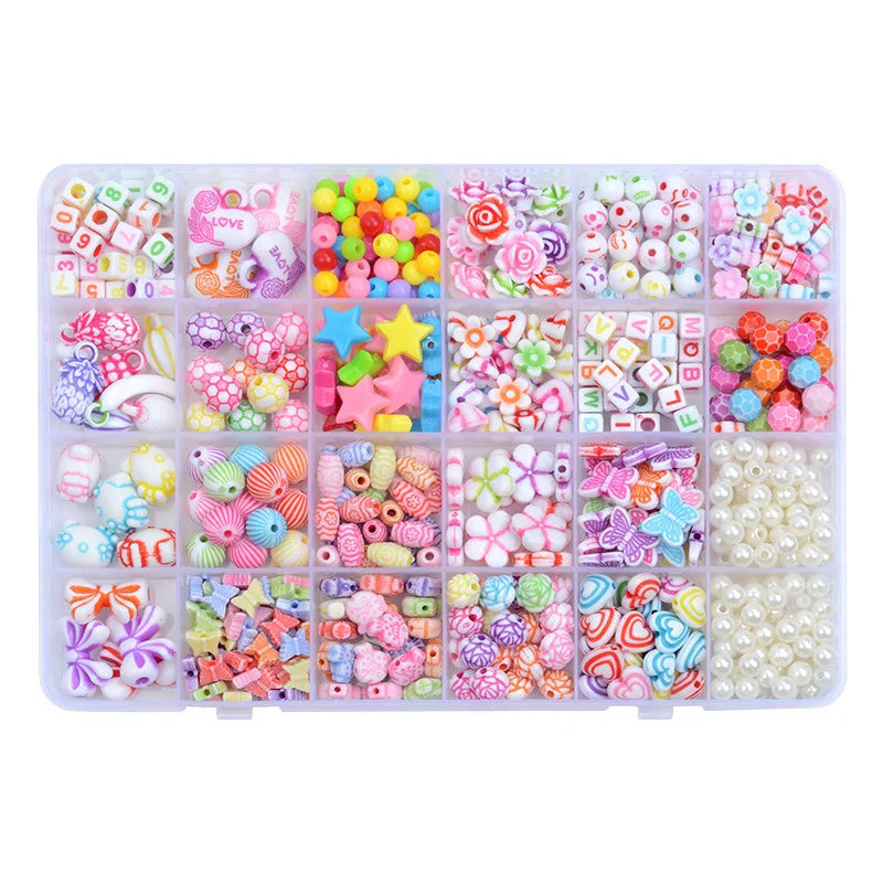 Acrylic Handmade 24 Grids Beaded Around Educational DIY Beads Girls Children Toys for Bracelet Jewelry Making Necklace Beads Kit