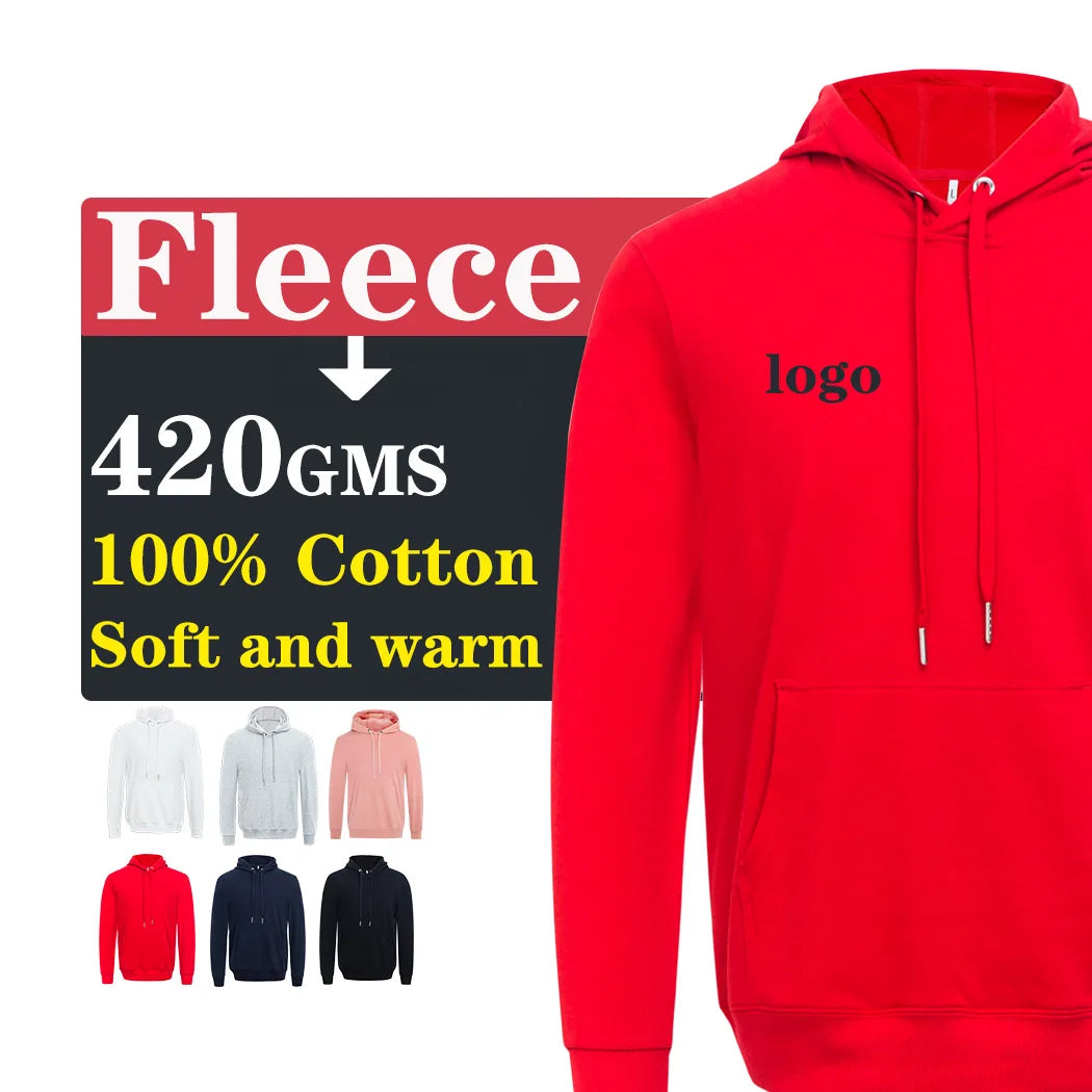 420gsm 100% Cotton Warm Tech Fleece Men's Hoodies & Sweatshirts