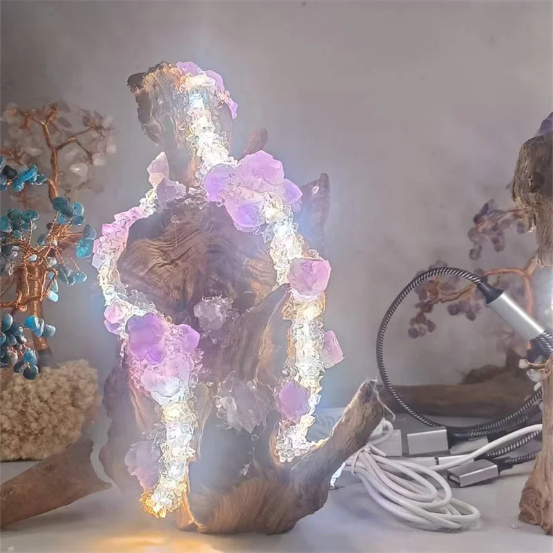 New Product Crystal Ice and Snow Tree Lamp Amethyst Crystal Art Lamp Tree Shaped Lamp for Home Decoration