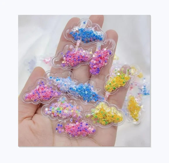 Love Cloud Transparent Plastic Filling Bling Shaker Sequin Appliques for DIY Headwear Hair Clips Accessory Patches