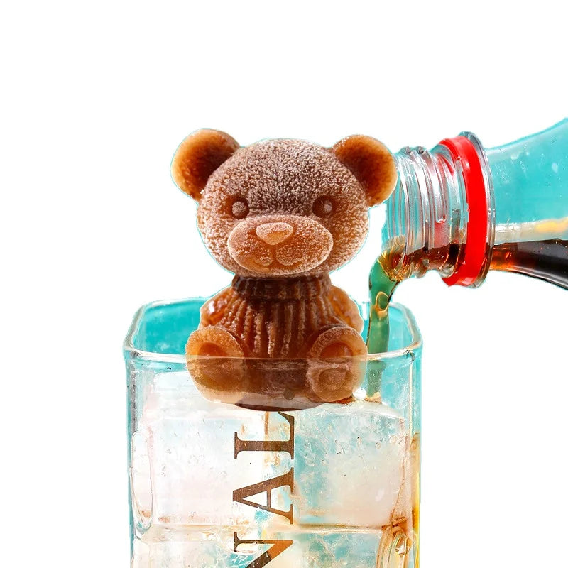 2024 Hot Sale Bear Ice Cube Mold Home Ice Silicone Modeling Popsicle Bear Cartoon Ice Cream Mold