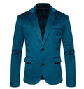 New Mens Suit Black Blue Velvet Jacket Business Casual Outfits Business Stage Coat Fashion Blazers