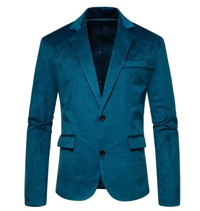 New Mens Suit Black Blue Velvet Jacket Business Casual Outfits Business Stage Coat Fashion Blazers