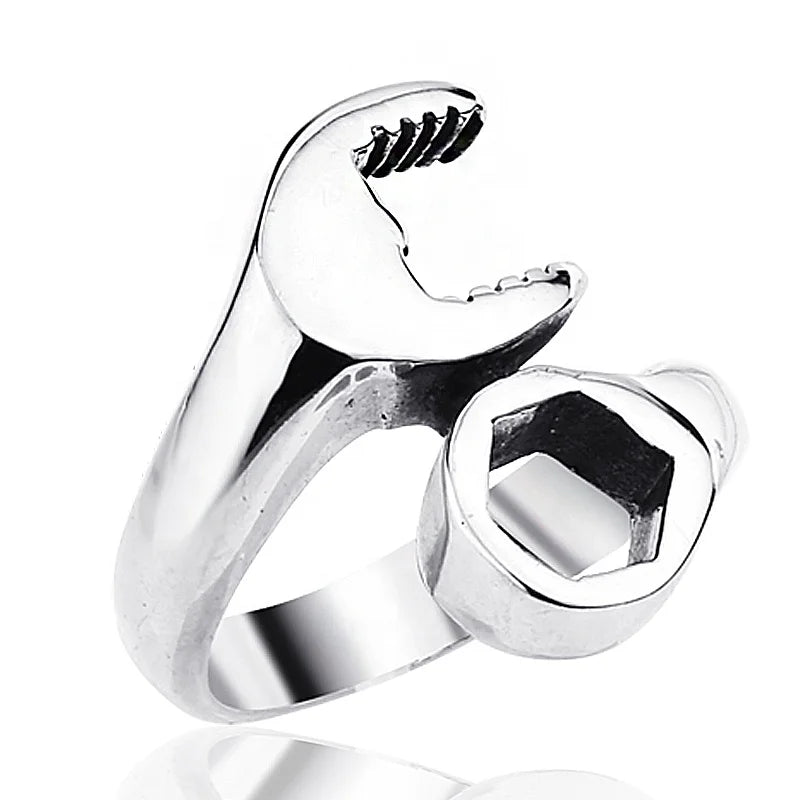SS8-021R Steel Soldier 316l Stainless Steel Adjustable Zircon Ring Spanner Wrench Ring