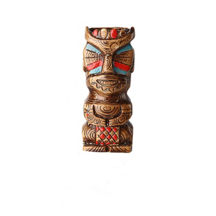 Wholesale Individuality Hawaii Tiki Mug Professional Ceramic Pottery Shot Glass 300-450ml Hand-Painted DIY Cocktail Party Ice
