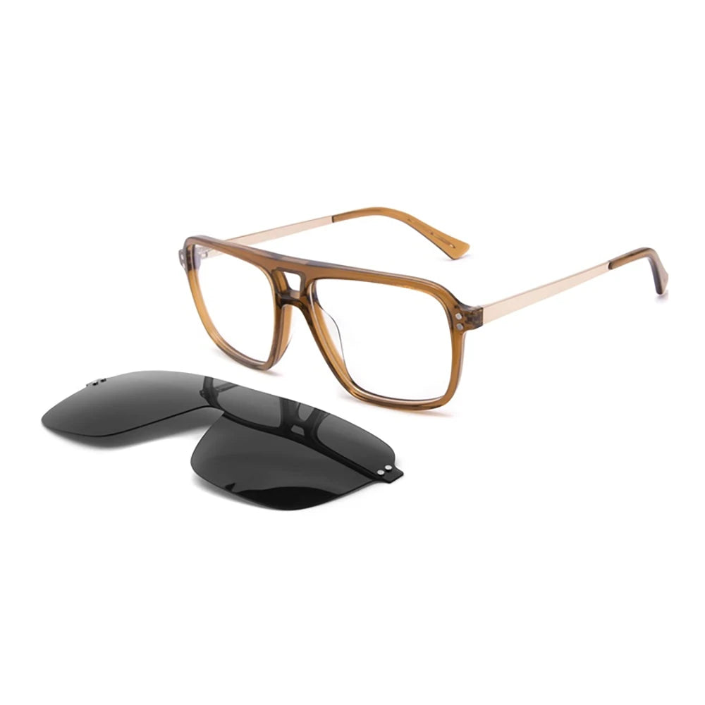 FG1053 Acetate Oversized Clip on Sunglasses Men Polarized Lenses