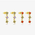 FUAMAY Fashionable 925 Sterling Silver Zircon Gold Plated Drop Earrings for Women Sweets Colorful Earrings