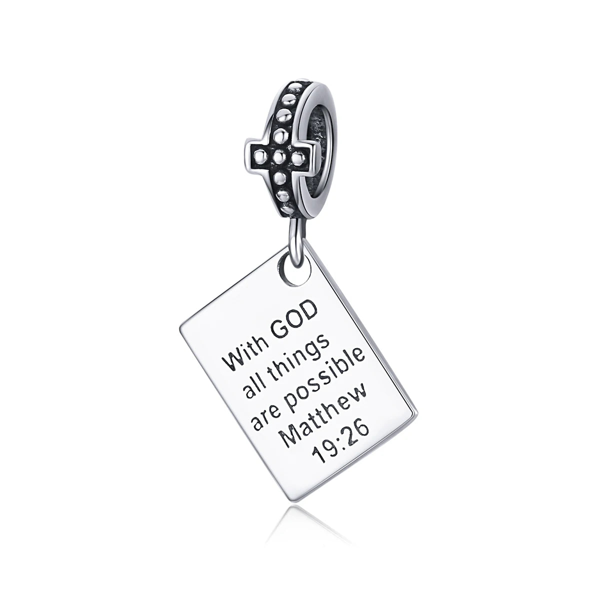 Factory 925 Sterling Silver Bible Charms With God All Things Are Possible Matthew Religion Beads Fit Bracelet Jewelry SCC1424