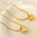 Dainty 18k Real Gold Plated Heart Chain Stainless Steel Accessories Snake Bone Chain Heart Pendant Necklace for Women