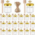 Factory Produced Food Grade 1.5 oz Mini 45ml Glass Honey Jars 30Pack Honey Jars With Wood Dipper Gold Lid Glass Food Storage Jar