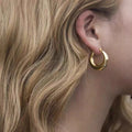 JC Fashion 18K Gold Plated Stainless Steel Jewelry Statement Hollow Out Big Large Thick Chunky Hoop Earrings for Women