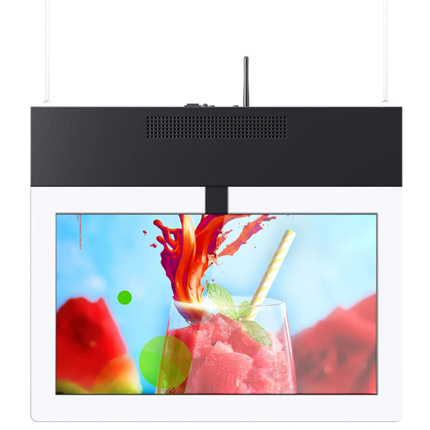 Double Screens Hanging Lcd Digital Signage Displays Menu Board Big Ad Screen 3d Window Advertising Display