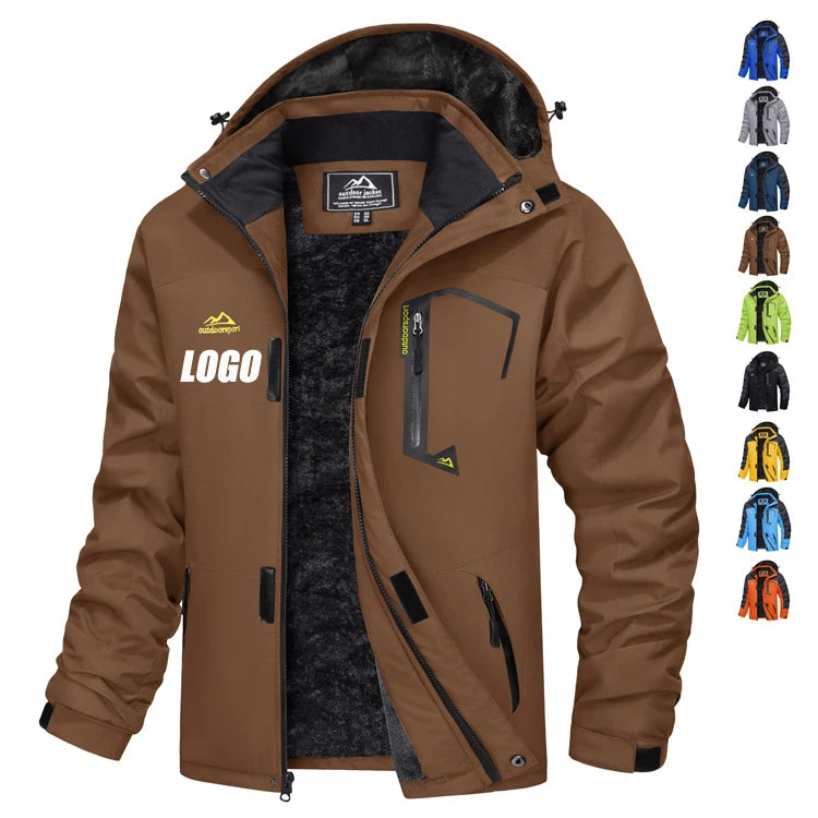 OEM Winter Wind Breaker Jacket Men Hooded  Coat Thermal Water Resistant Faux Fur Removable Long Sleeve Waterproof Jackets