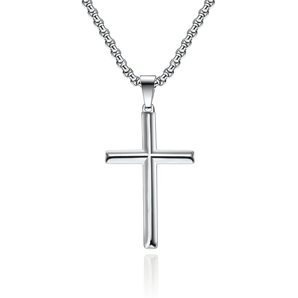 Hip Hop Jewelry Necklaces High Polished Silver Black Gold Color Stainless Steel Cross Pendants Necklace for Women Men