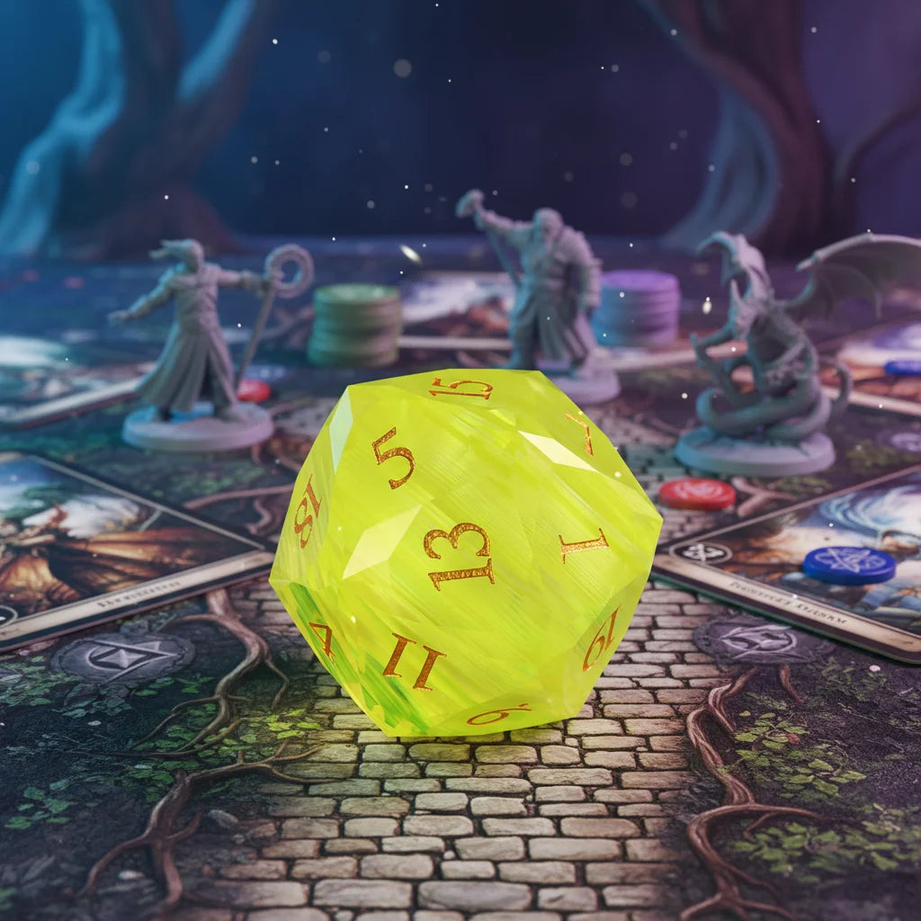 1PCS DND Dice Set Custom Logo Multi-faceted Unique Yellow Aurora Gemstone Polyhedral D6 D20 D&D Dungeons MegaBDM