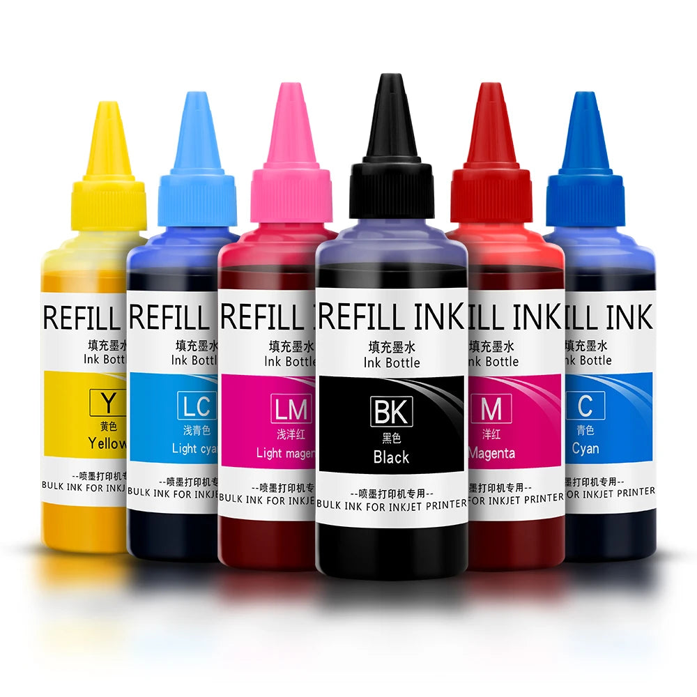 Ocbestjet Sublimation Dye Ink Offset Printing Ink 100ML 6 Color Refill Ink for Ep Expression Photo HD XP-15000 15010 15080
