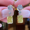CAOSHI Custom Geometric Design Yellow Rectangle Crystal Silver Plated Cubic Zirconia Earrings for Wedding Jewelry Women Earrings