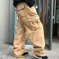 Men Custom Logo Leisure Loose Baggy Long Multi-pockets Hip Hop Cargo Pants