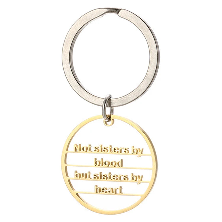 Vintage Stainless Steel Hollow Out Letter Keychain Gold Plated Family & Sister Gift Fashion Wholesale Keychain