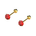 Minimalist Wholesale 925 Silver 18K Gold Plated Simple Red Colored Zircon Round Diamond Stud Earrings for Women
