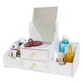 Wood Cosmetics Display Case Makeup Organizer with Mirror Drawers for Vanity Skincare Storage Box Nail Polish Jewelry Holder